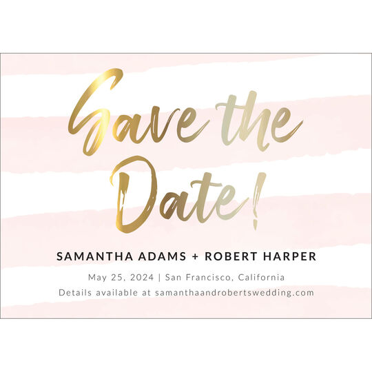Faux Gold Foil and Stripes Save the Date Cards